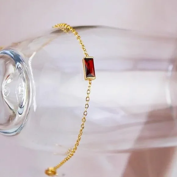 NEW January Birthstone 14K Gold Plated Chain Bracelet - Picture 4 of 4